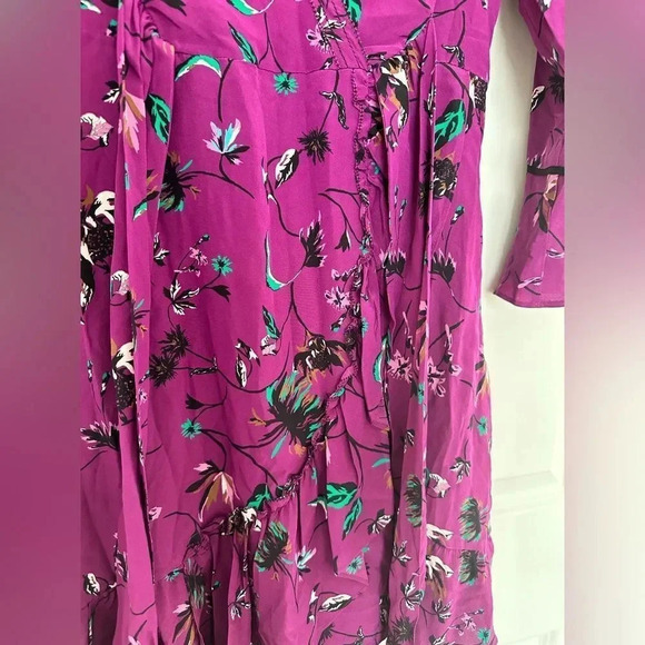 Tanya Taylor Nomi Vines Faux Wrap Silk Dress Size S - Picture 11 of 12